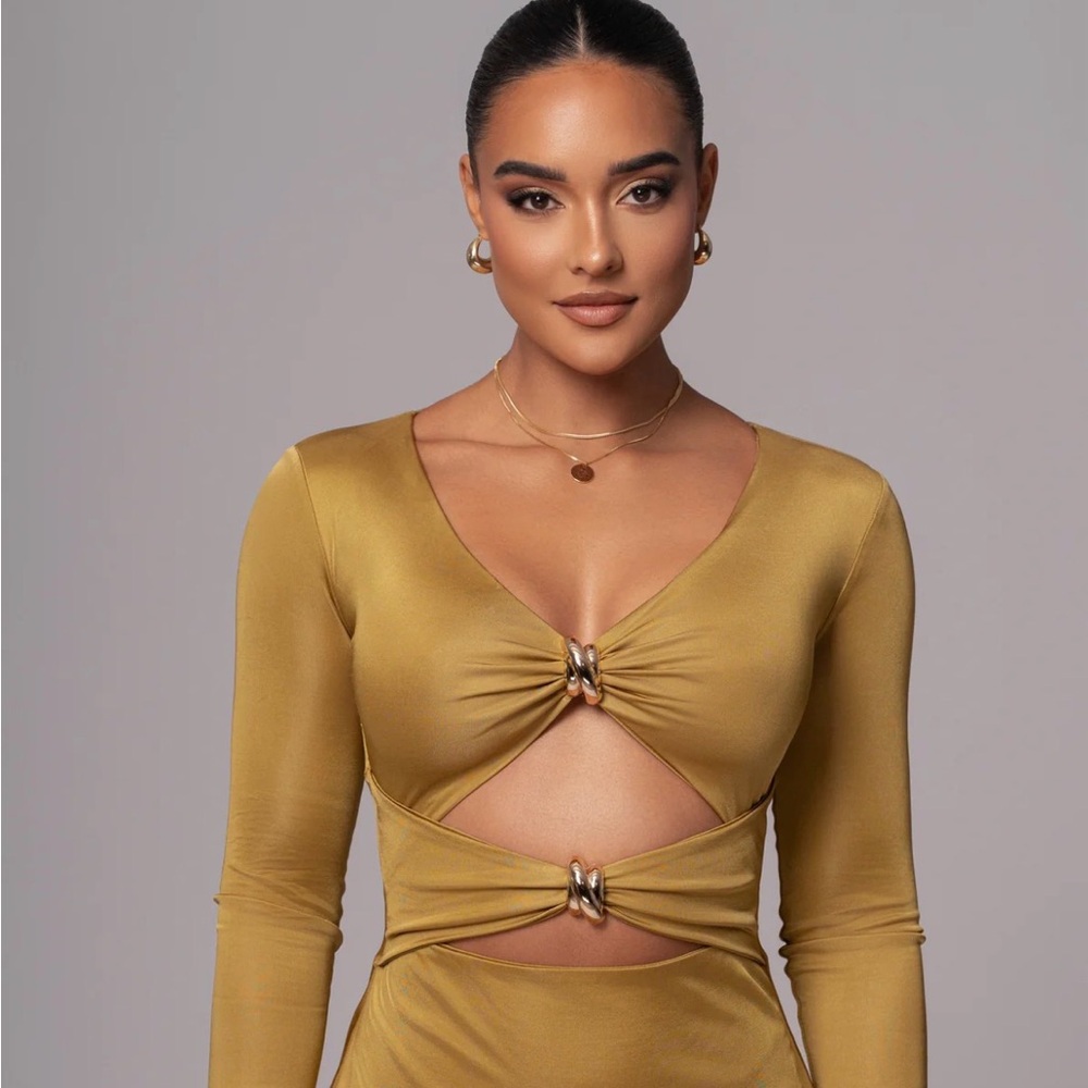 JLUXLABEL Lime Soiree Cutout Maxi Dress